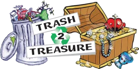 From Trash to Treasure: Creative Recycling Cartoon Clipart Illustration