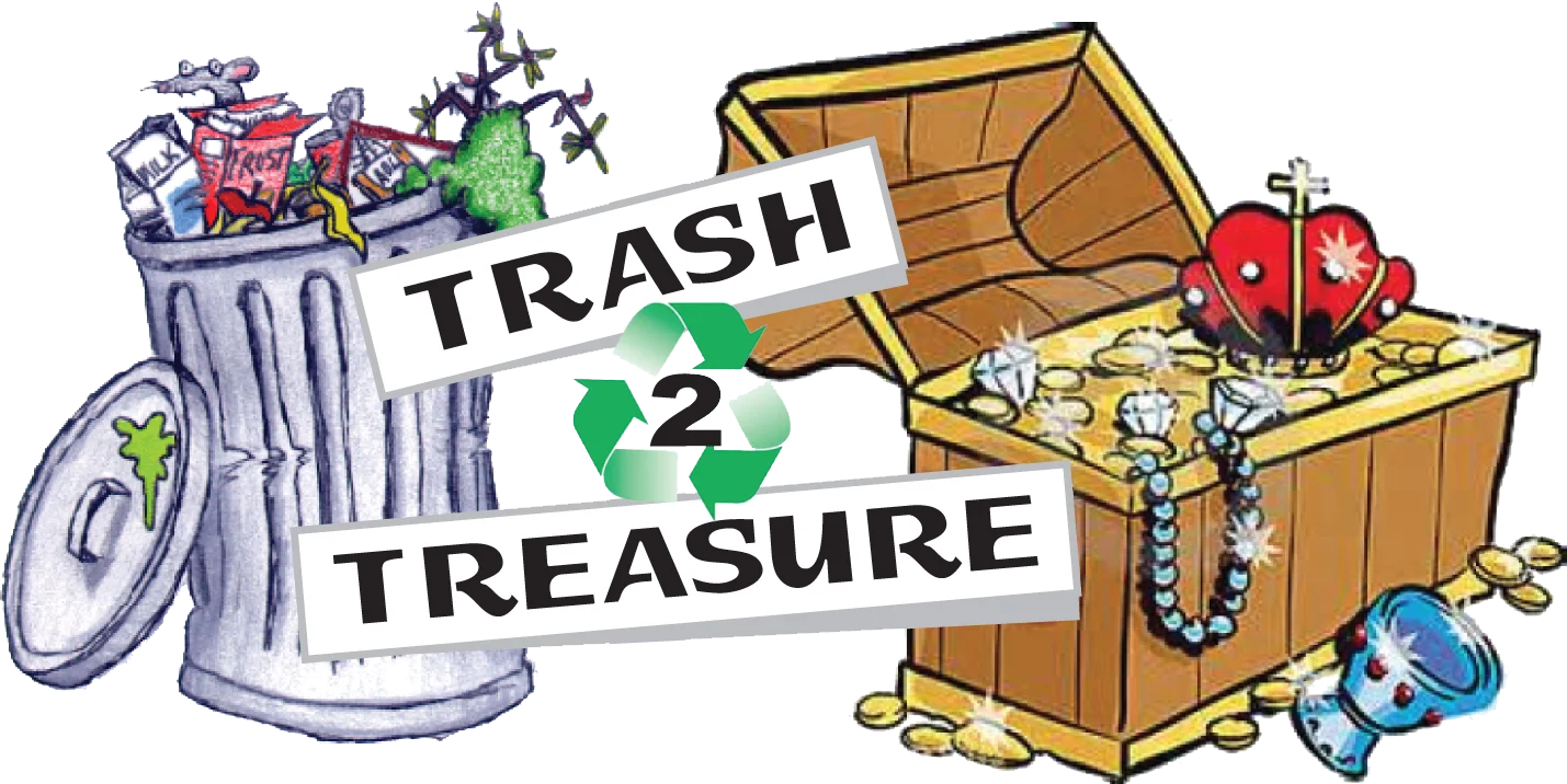 From Trash to Treasure: Creative Recycling Cartoon Clipart Illustration
