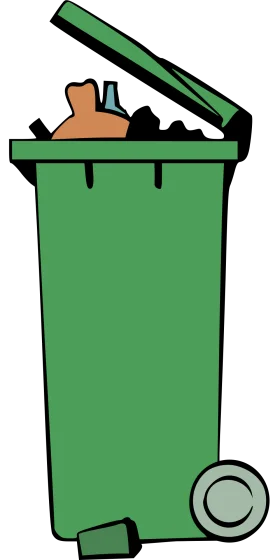 Green Wheeled Waste Bin Clipart: Cartoon Illustration of Recycling Container