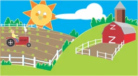 Cheerful Countryside Animation Landscape with Whimsical Farm Elements