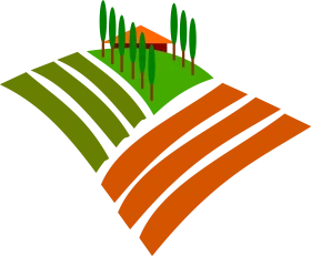 Geometric Farmland Landscape Animation with Rolling Hills and Cypress Trees