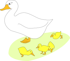 Adorable Mother Goose with Fluffy Yellow Chicks Nursery Clipart Illustration