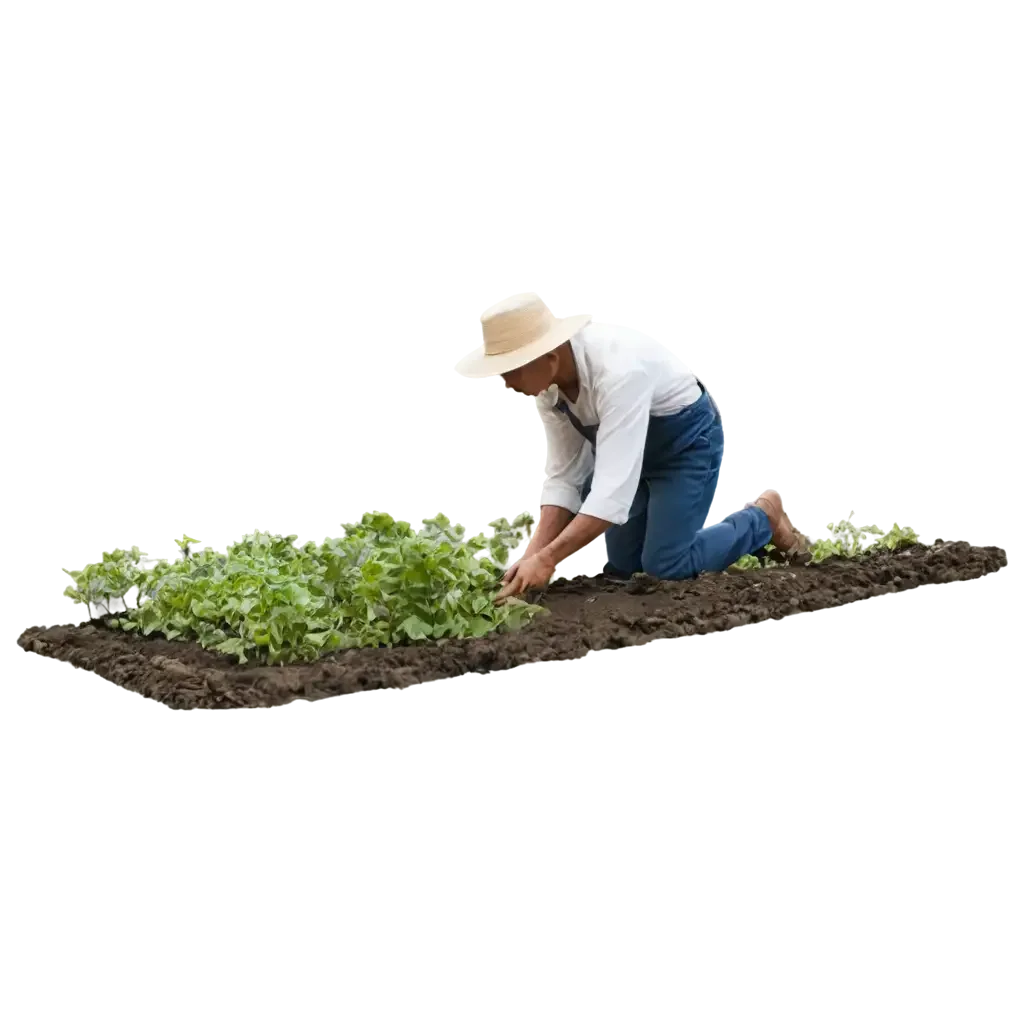 Agricultural Worker Tending Organic Garden Animation Scene