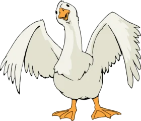Cartoon Goose Clipart with Outstretched Wings - Cheerful Vector Illustration
