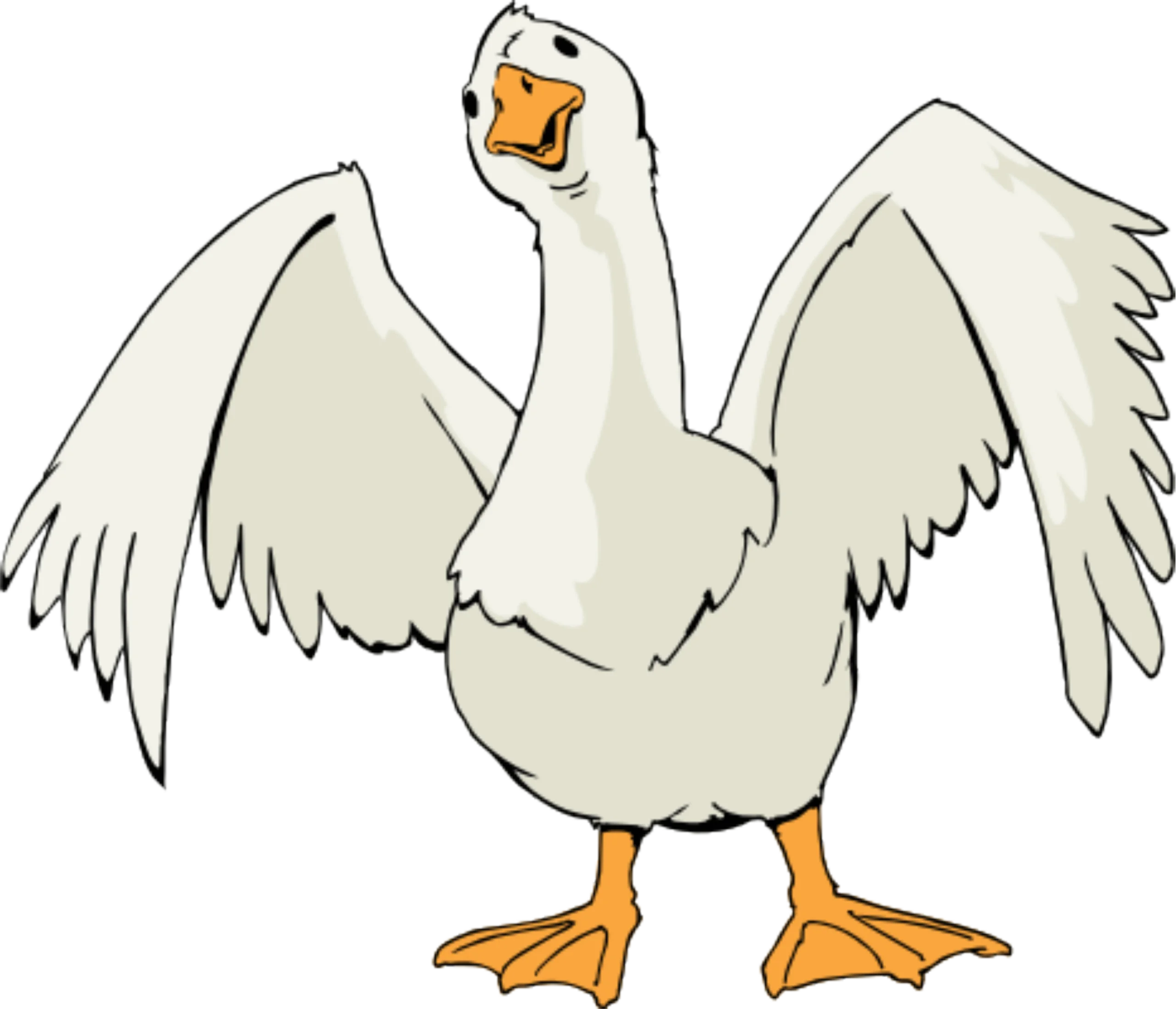 Cartoon Goose Clipart with Outstretched Wings - Cheerful Vector Illustration