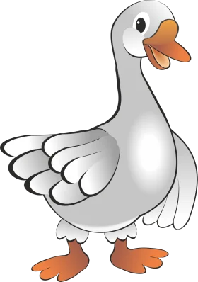 Charming Gray Goose Clipart Illustration with Playful Cartoon Style