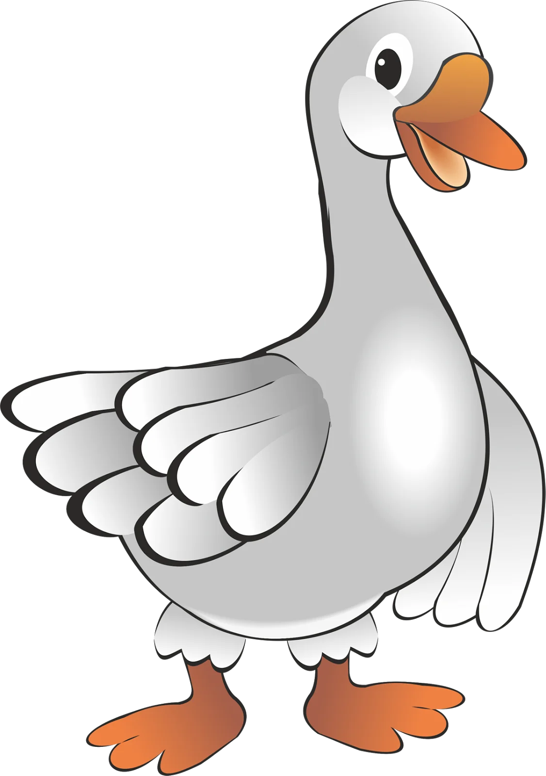 Charming Gray Goose Clipart Illustration with Playful Cartoon Style