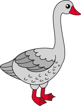 Charming Gray Goose Clipart with Distinctive Red Beak and Feet