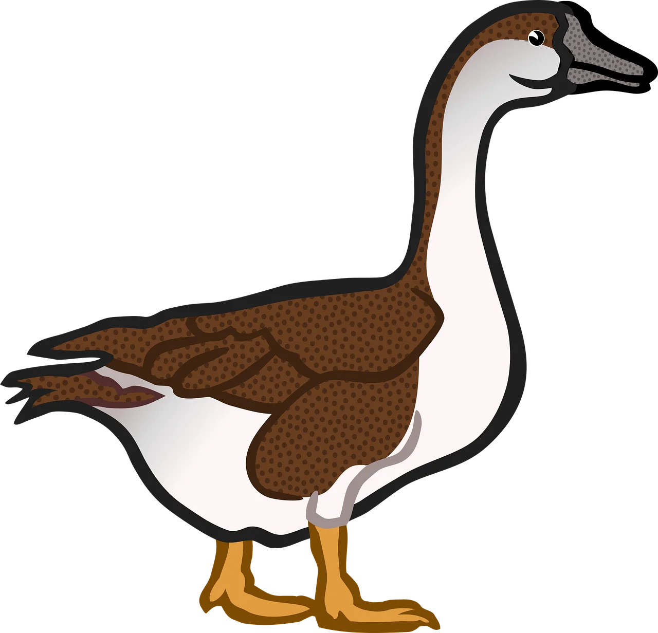 Detailed Brown and White Waterbird Clipart Illustration of a Stylized Goose