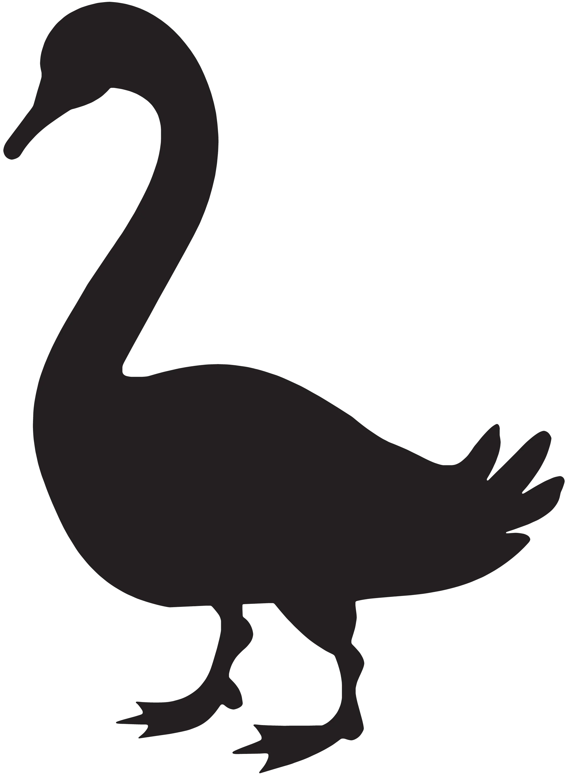 Elegant Black Silhouette of a Graceful Goose Clipart Design