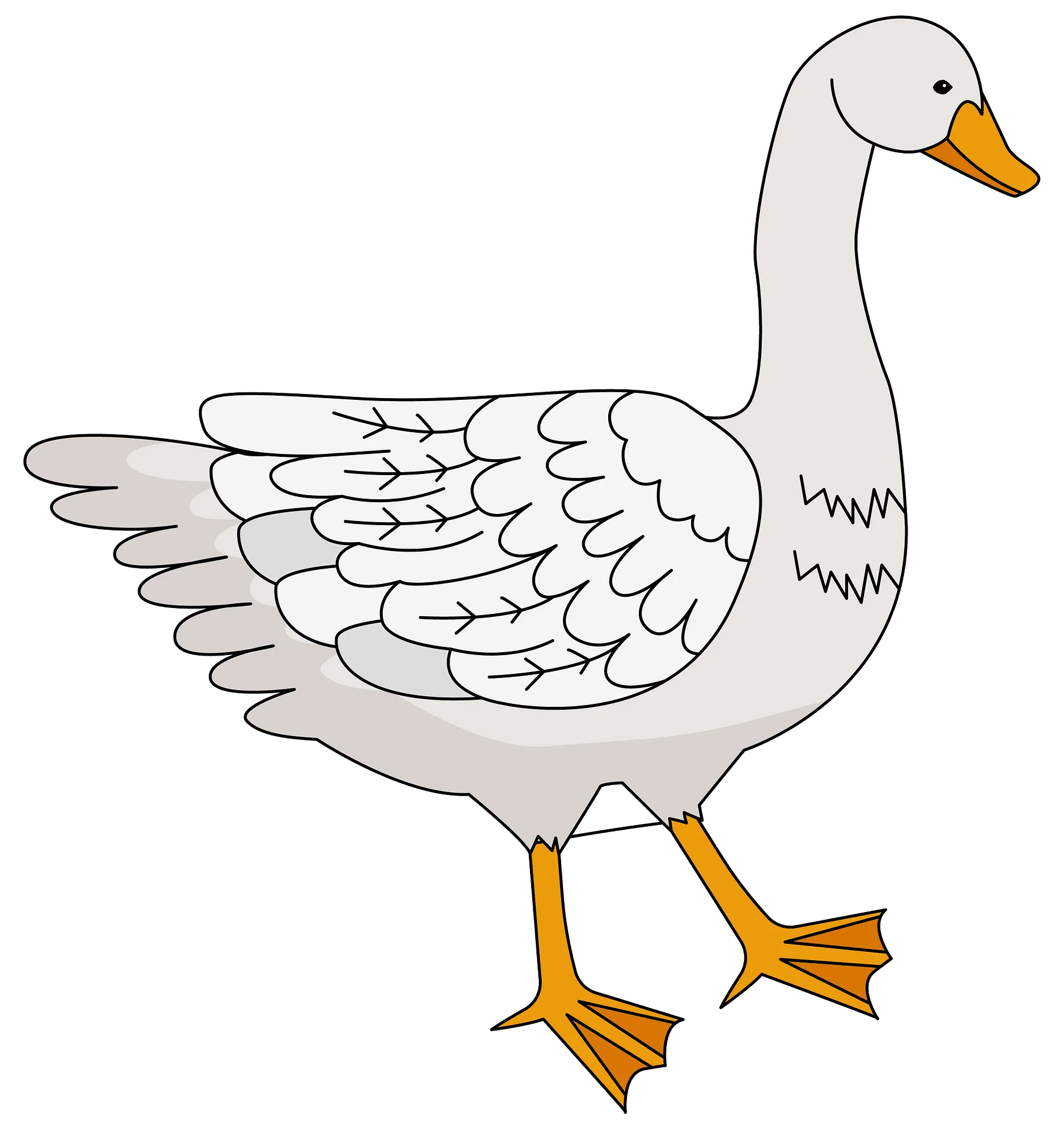 Elegant White Goose Clipart: Charming Illustration of a Feathered Waterfowl