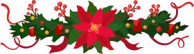 Festive Christmas Holiday Elegant Poinsettia and Pine Clipart Border Design