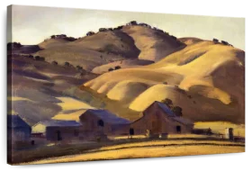 Golden Hills Farmland Animation: Rustic Rural Landscape Painting