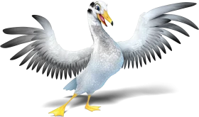Majestic White Goose Clipart with Dramatic Spread Wings and Expressive Posture