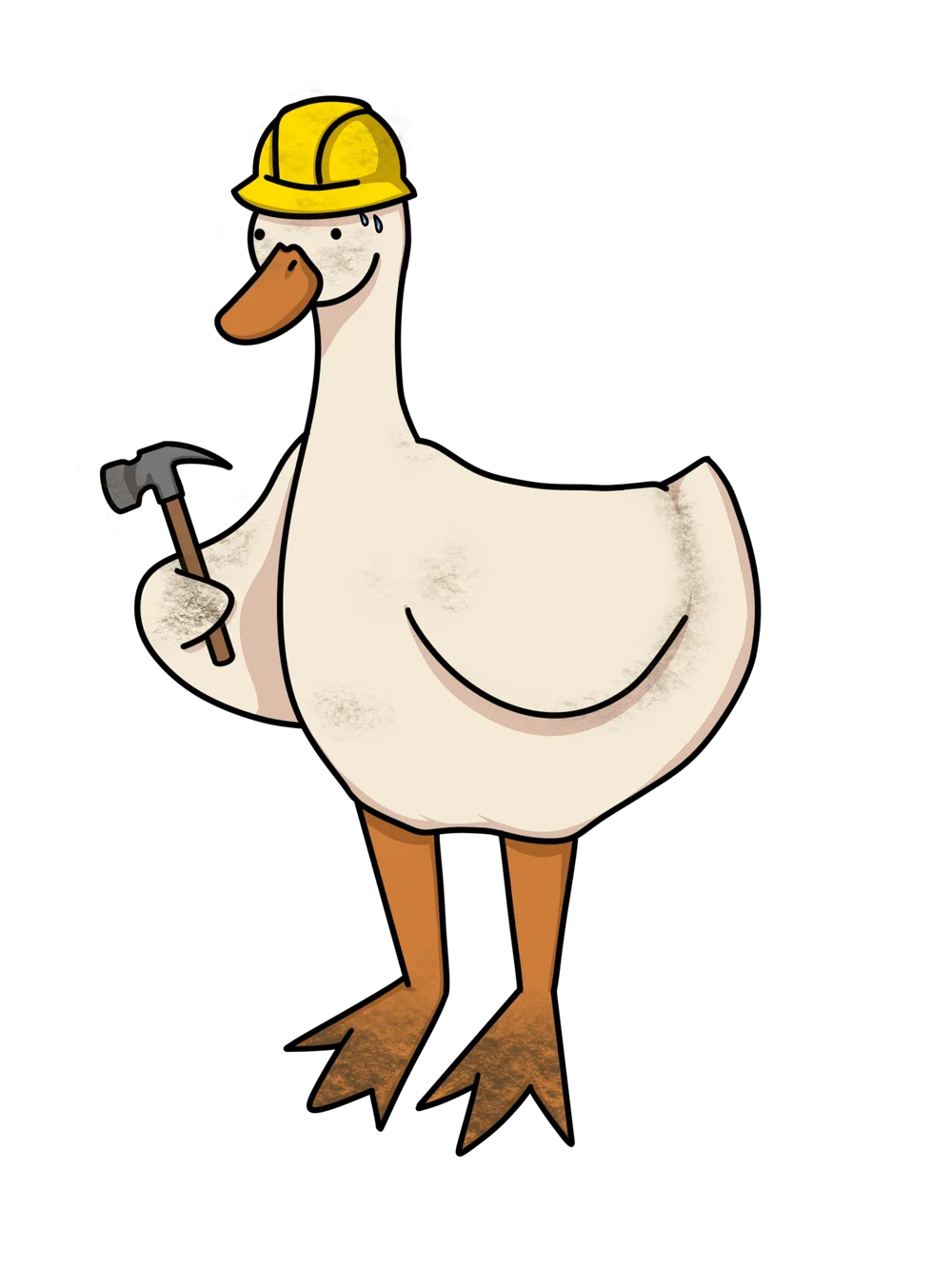Professional Construction Worker Goose Clipart - Adorable Cartoon Bird with Hard Hat