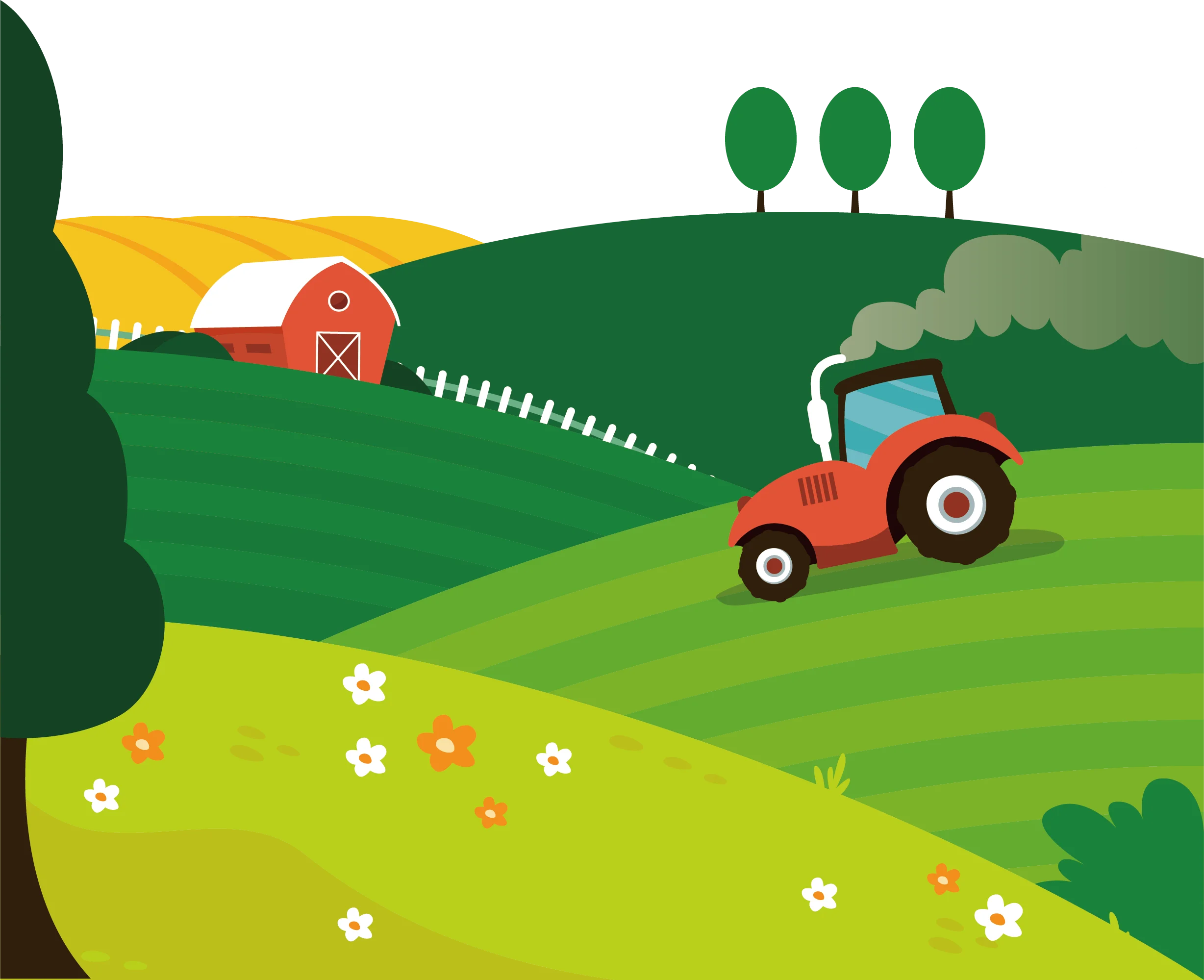 Whimsical Farm Landscape Animation: Pastoral Countryside Scenery