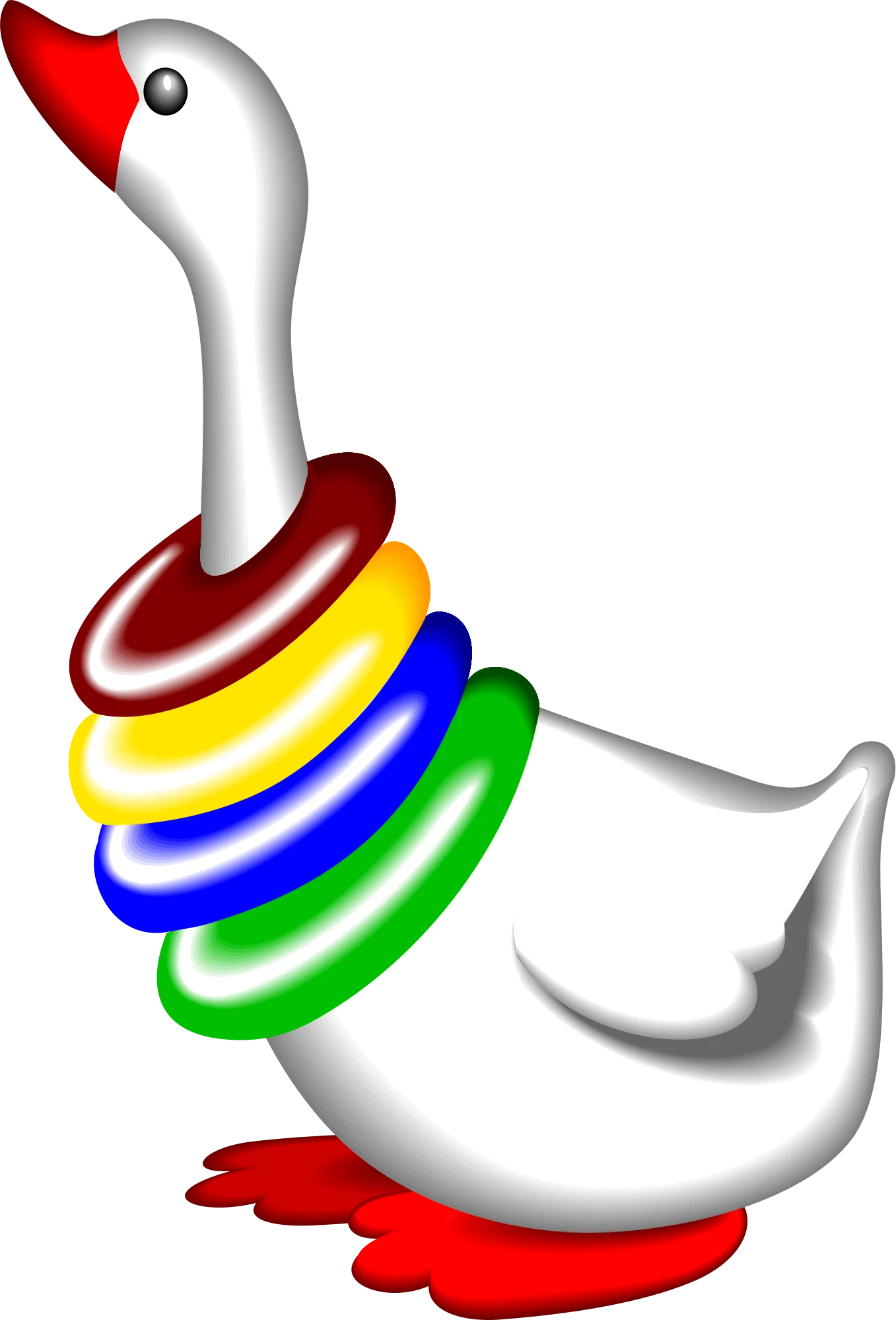 Whimsical Rainbow-Ringed White Goose Clipart Design with Playful Colors
