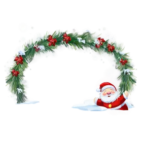 Festive Christmas Clipart with Santa and Evergreen Wreath Border Design
