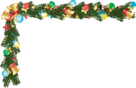 Festive Christmas Garland Clipart Border with Colorful Ornaments and Pine Branches