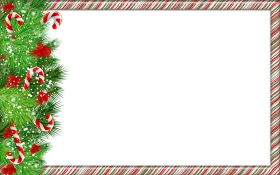 Festive Christmas Holiday Border Clipart with Candy Canes and Pine Branches