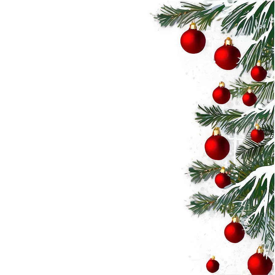Festive Christmas Holiday Border Clipart with Elegant Red Ornaments and Pine Branches