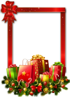 Festive Christmas Holiday Border Clipart with Wrapped Presents and Decorative Elements