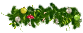 Festive Christmas Holiday Garland Clipart with Ornaments and Pine Branches