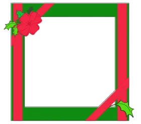 Festive Christmas Holiday Red Ribbon and Holly Leaf Border Clipart Design