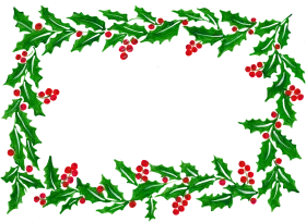 Festive Holly and Berry Christmas Holiday Border Clipart Design with Elegant Green Leaves