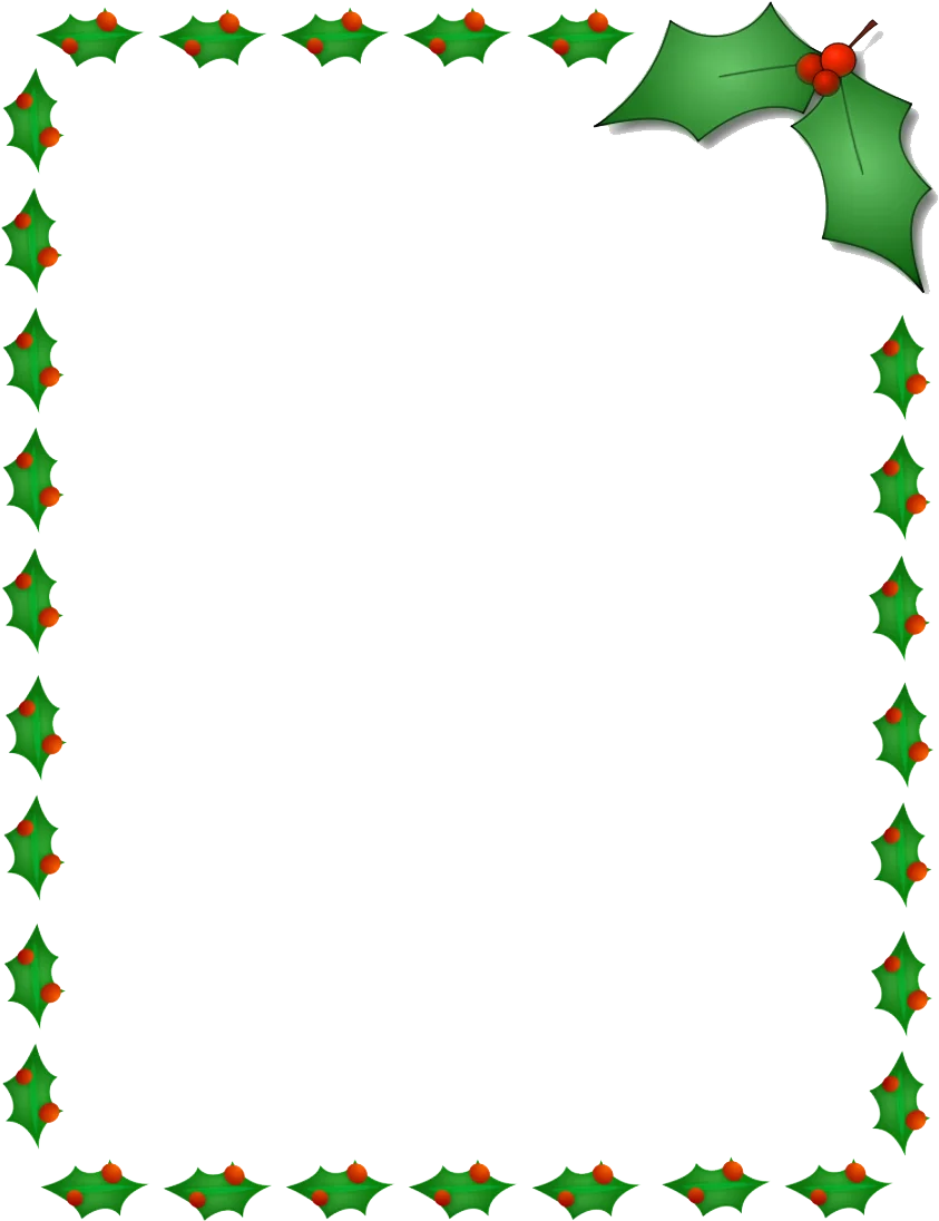 Festive Holly Leaves Christmas Holiday Border Clipart Design Template