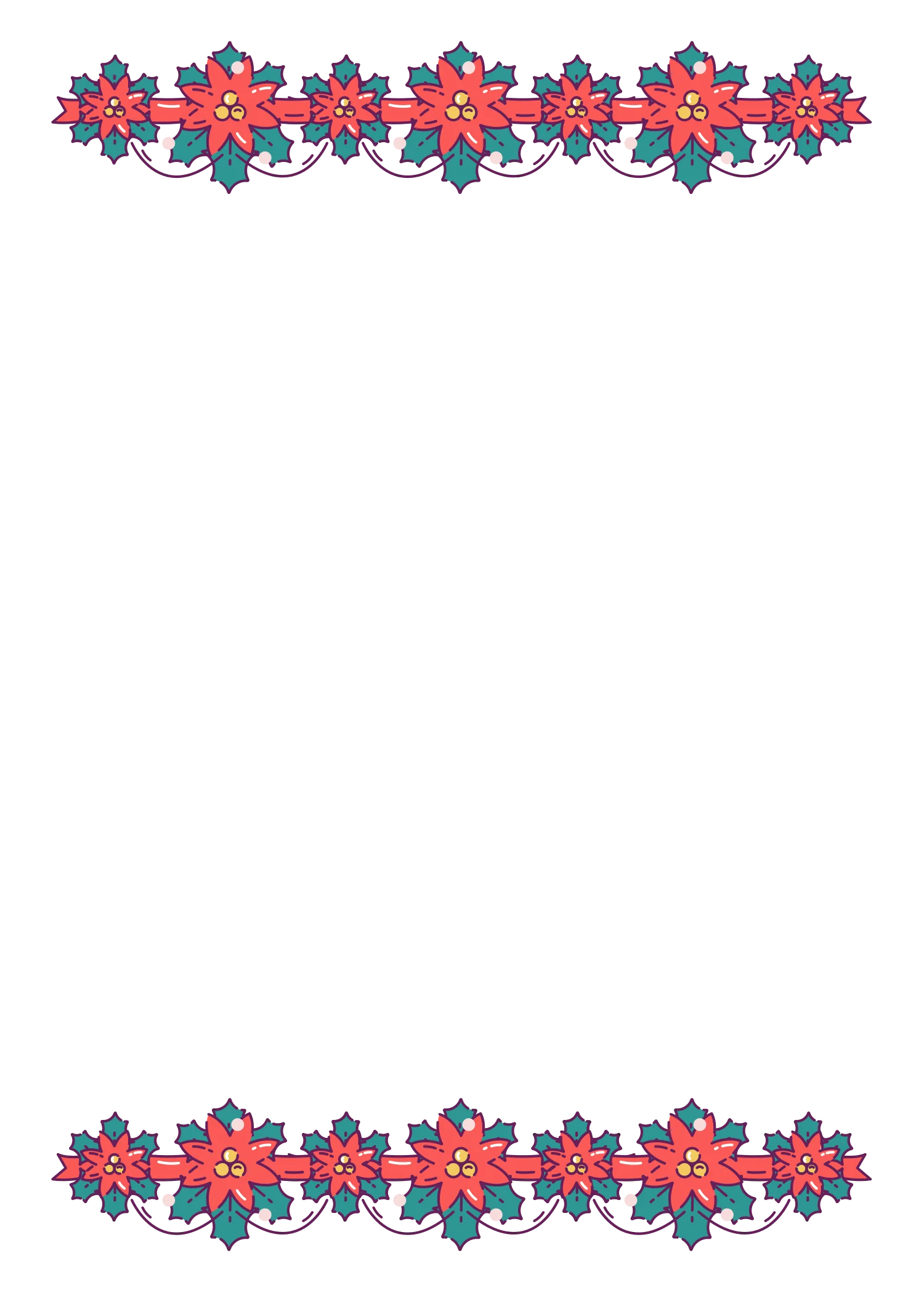 Festive Poinsettia Christmas Holiday Border Clipart with Elegant Floral Design