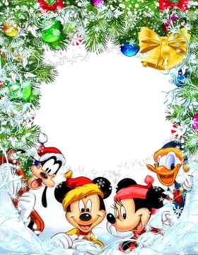 Magical Disney Characters Celebrating Christmas Holiday Season Festive Clipart Design