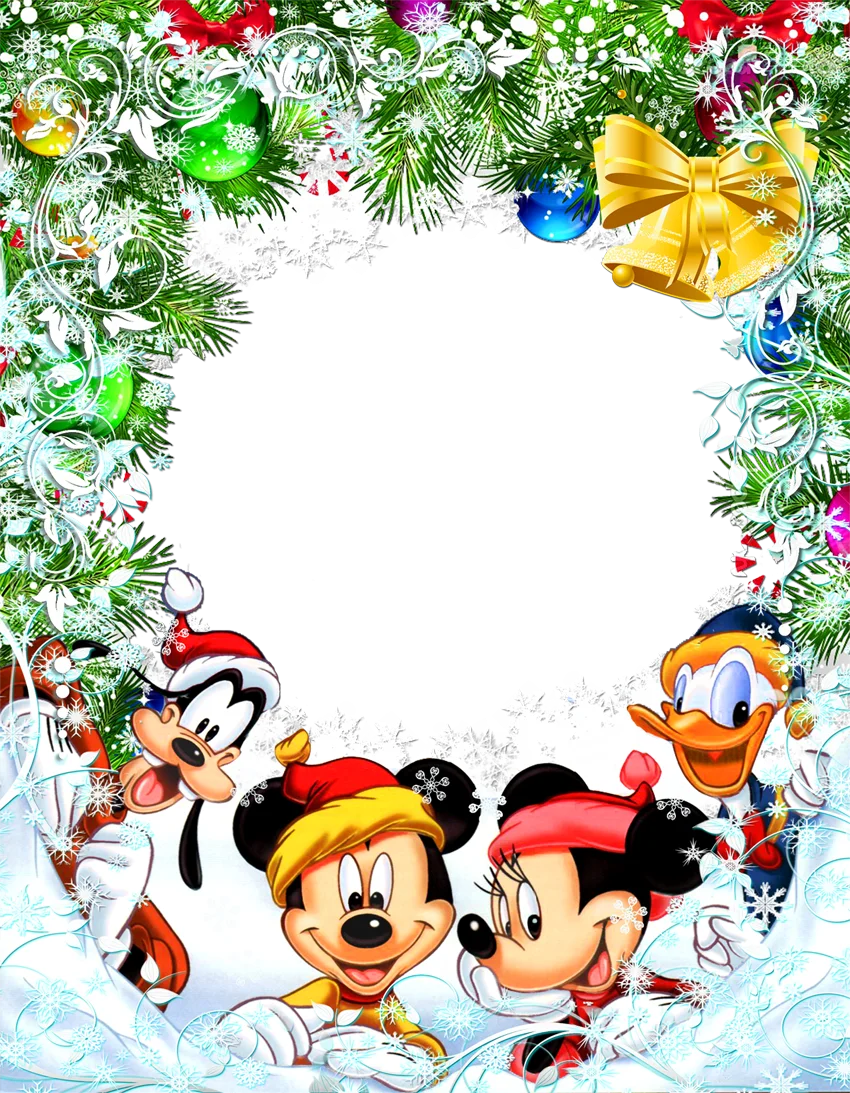 Magical Disney Characters Celebrating Christmas Holiday Season Festive Clipart Design