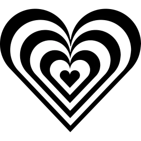 Elegant Black and White Layered Heart Clipart with Concentric Design
