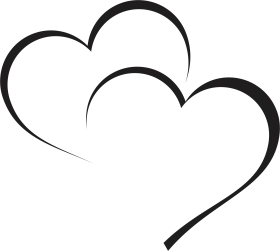 Elegant Intertwined Hearts Minimalist Black and White Clipart Design