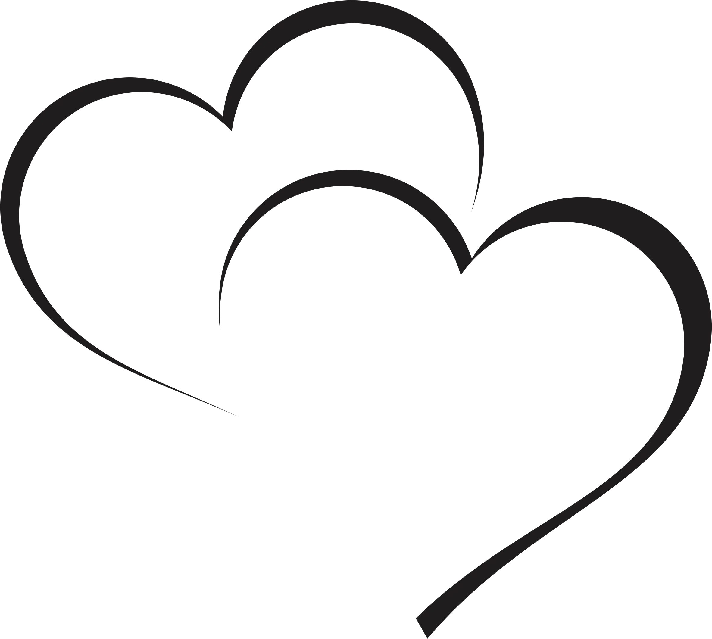 Elegant Intertwined Hearts Minimalist Black and White Clipart Design