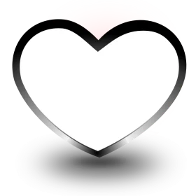 Elegant Monochrome Heart Clipart with Soft Gradient Shadow Effect