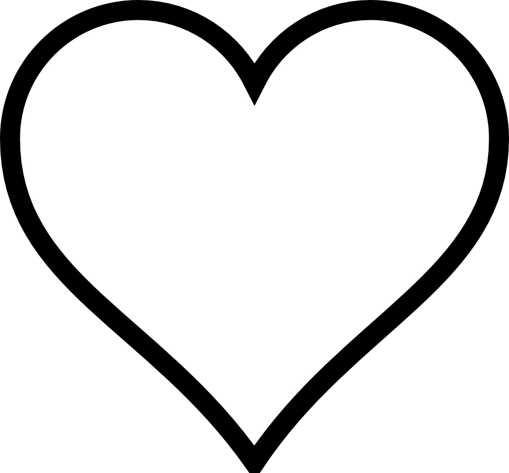 Minimalist Black and White Heart Clipart - Simple Love Symbol Graphic Design