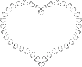 Delicate Heart-Shaped Clipart Outline Composed of Elegant Interconnected Hearts