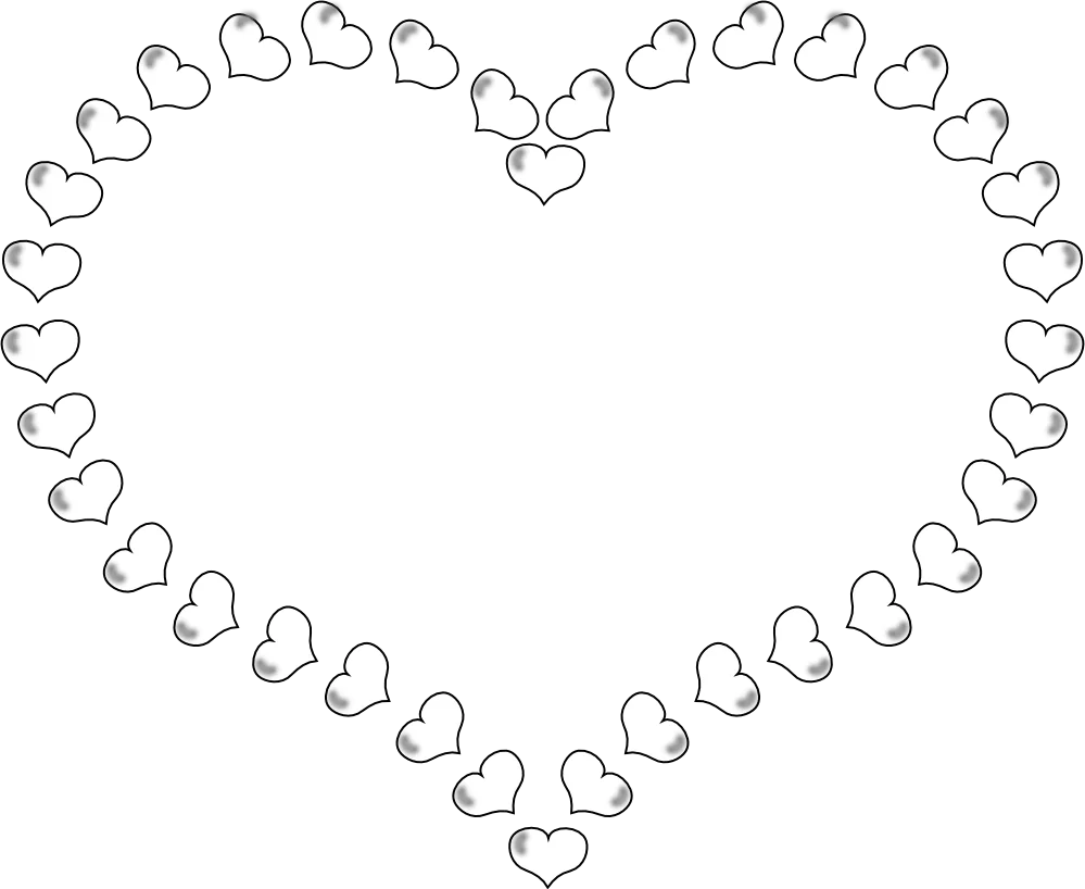 Delicate Heart-Shaped Clipart Outline Composed of Elegant Interconnected Hearts