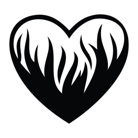 Burning Passion Heart Clipart with Flame-Like Silhouette Design