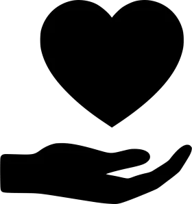 Compassionate Hand Holding Silhouette Heart Clipart Symbol of Care and Empathy