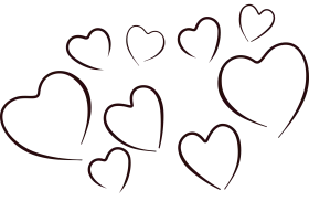 Delicate Hand-Drawn Heart Clipart: Romantic Sketch of Interconnected Love Symbols