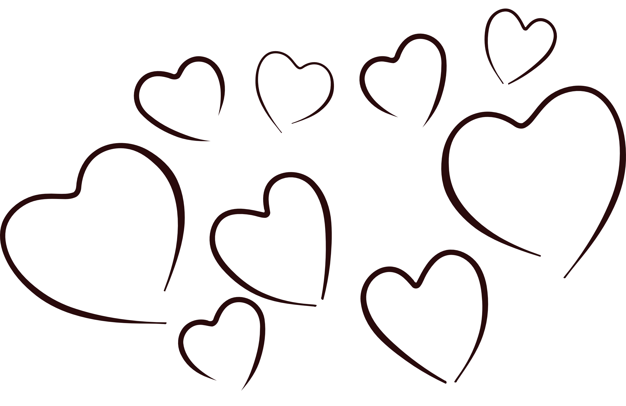 Delicate Hand-Drawn Heart Clipart: Romantic Sketch of Interconnected Love Symbols