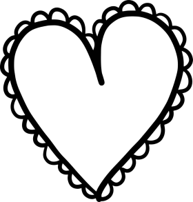 Delicate Scalloped Heart Clipart: Elegant Outline with Decorative Wavy Border