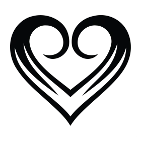 Elegant Minimalist Heart Clipart with Smooth Curving Lines and Symmetry