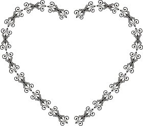 Elegant Scrollwork Heart Clipart with Intricate Ornamental Filigree Design