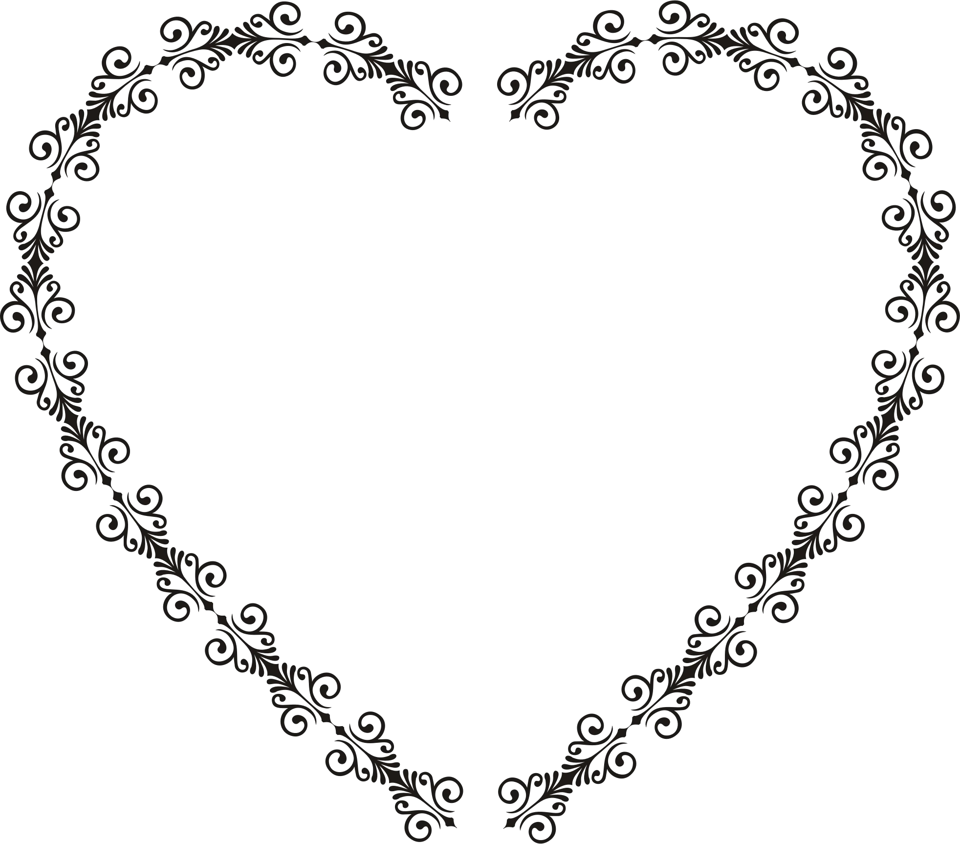 Elegant Scrollwork Heart Clipart with Intricate Ornamental Filigree Design