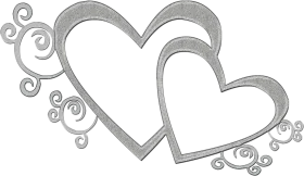 Elegant Silver Intertwined Hearts Clipart with Swirling Decorative Elements