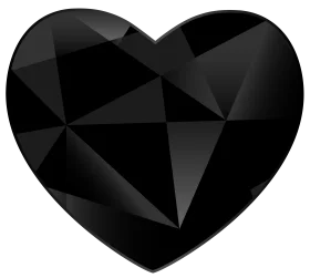 Geometric Obsidian Heart Clipart: Faceted Dark Crystal Love Symbol Design
